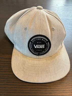 Vans Youth Gray Canvas Snapback with Black Round Logo Patch